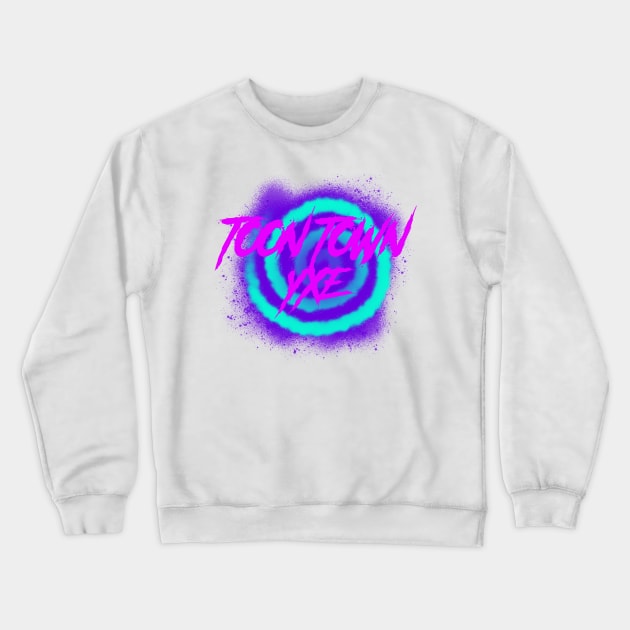 Psychedelic Neon Swirl Toon Town YXE Crewneck Sweatshirt by Stooned in Stoon